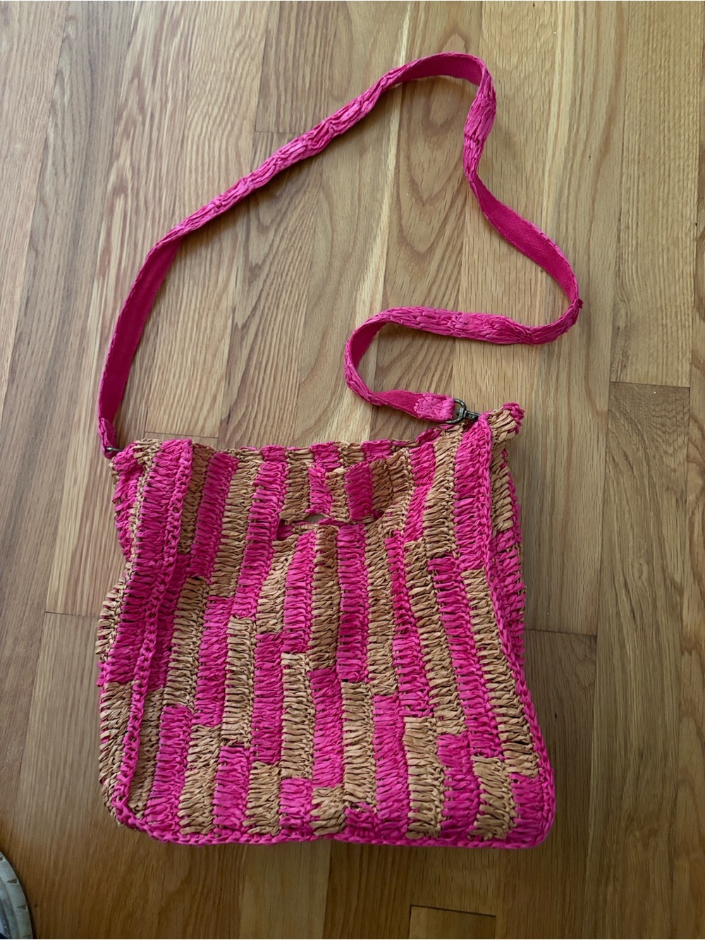 FREE PEOPLE Pink and Tan Crossbody Bag